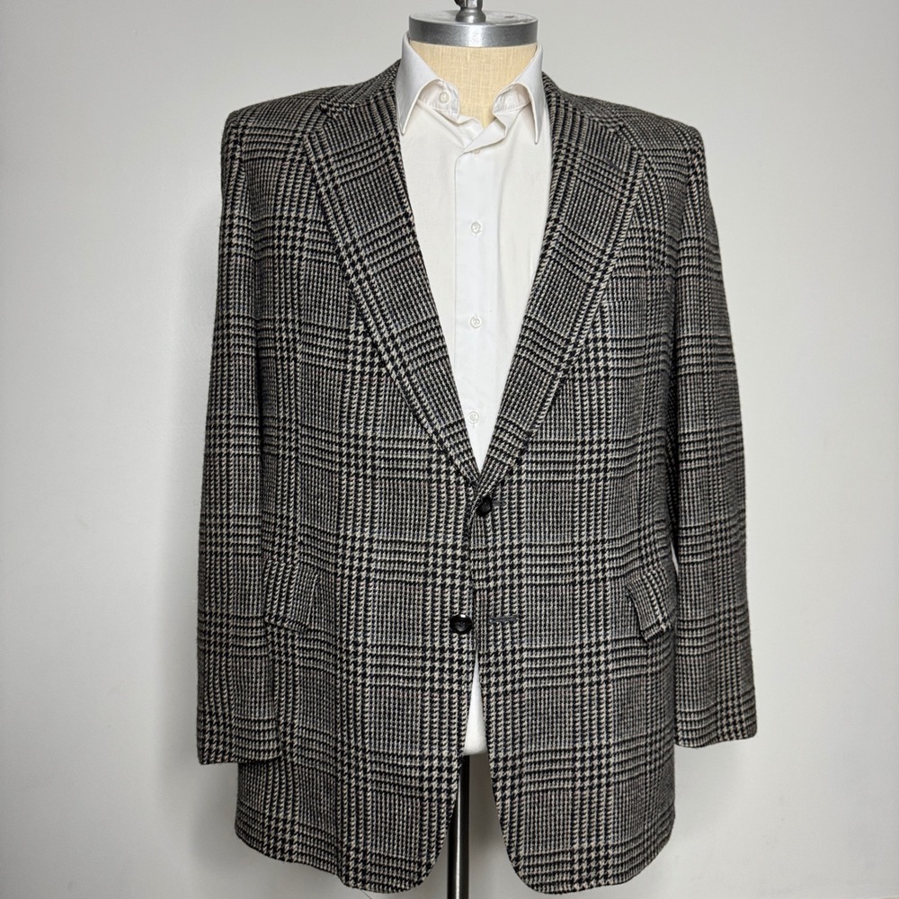 Kuppenheimer Mens Plaid Wool Blend Blazer 46L Sport‎ Coat Jacket Single Breasted